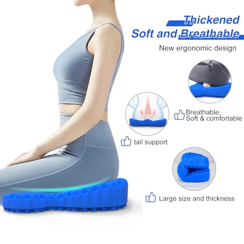 Thicken 19.7in Seat Cushion, Gel Seat Cushion for Long Sitting?Office Chair, Wheelchair, Car Pad, Large Cooling Support Pad for Back Pain, Sciatica, Tailbone Pain Relief