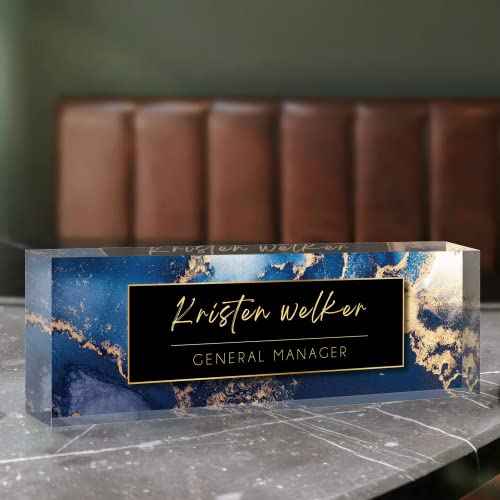 Custom Name Plate for Desk, Desk Name Plate Personalized, Office Decor for Women Men, Acrylic Desktop Accessories, Office Gifts for Coworkers Boss Teacher, Employee Appreciation Gifts (Blue Coast)
