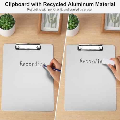 ZCZN Metal Clipboards, 10 Pack Heavy Duty Aluminum Clipboards 12 x 9 Inches, A4 Letter Sizer Document Holder with Low Profile Clip, Suitable for School, Office, Jobsite or Medical Staff, Silver