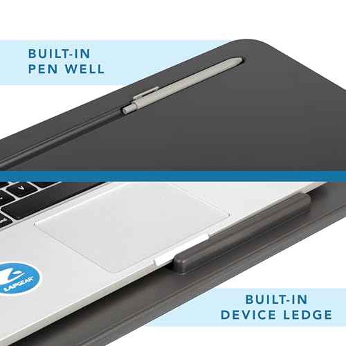 LAPGEAR Original Lap Desk ? Large (17.9¡± x 13¡±) | Fits Up to 17.3¡± Laptops | Cushioned with Device Ledge, Pencil Tray & Handle | Portable & Lightweight | Charcoal ? Style No. 45155