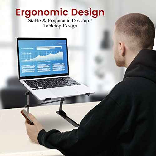Pyle Universal Portable Laptop Desk Stand - 6.3 to 10.9 Inch Adjustable Standing Table Monitor Computer Desk Workstation Riser w/Level Height Alignment for DJ, PC, Gaming, Home or Office PLPTS25X2
