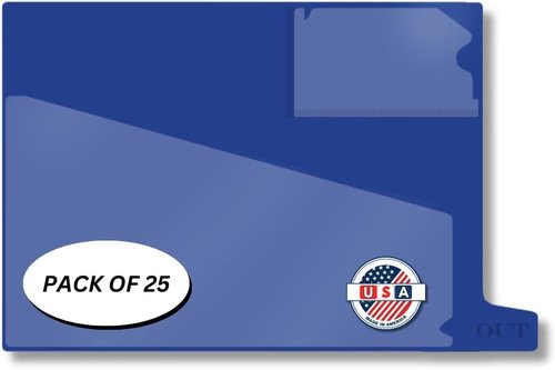 Doctor Stuff Vinyl Outguides - Diagonal Cut Front Pocket & Top Charge Out Slip Pocket | Navy, Letter Size 9" x 13-1/4", 25/Box