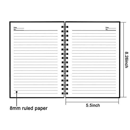 4 Pack Spiral Notebook,A5 Lined Black Journal Notebook 5.62 x 8.4 inches-100 Sheets/200 Pages,100GSM Thick Paper,Hardcover Journals for Writing Work School Supplies