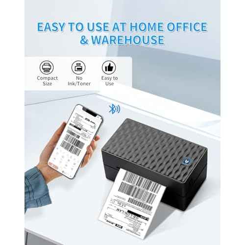 Thermal Label Printer, 4x6 Shipping Label Printer for Small Business, Bluetooth Label Printer for Shipping Packages, Compatible with iOS, Android, Windows, Mac, UPS, USPS - Black