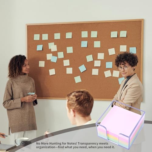 Dueecasebit 3''x3'' Clear Acrylic Sticky Notes Holder Desk Organizer Light Blue