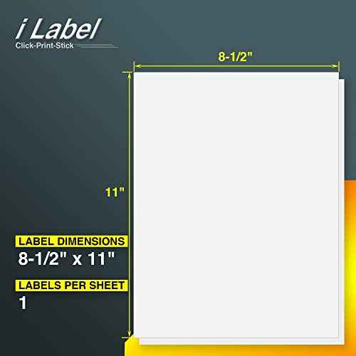 8.5" x 11" Full Sheet Label Sticker Paper for Laser & Inkjet Printers[600 Sheets,600 Labels]