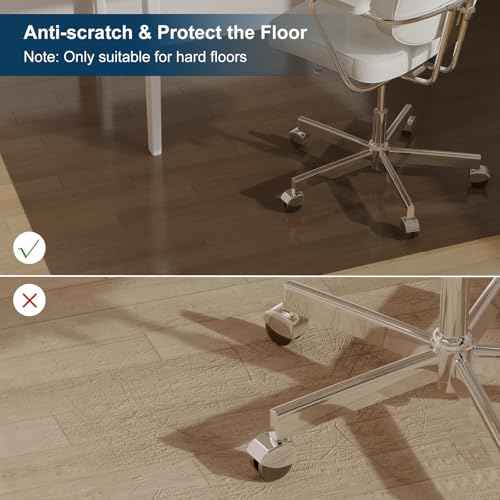 Translucent Black Chair Mat for Hard Floors, 3'¡¿5' Vinyl Floor Mats for Home Office, Durable Non-Slip Hard Floor Protector, Waterproof Plastic Splat Mat, Pet Litter Mat