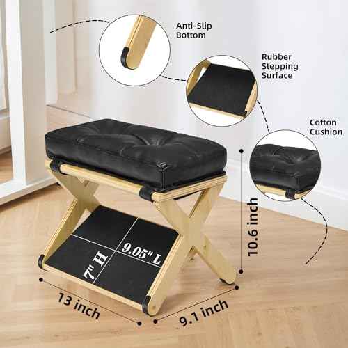 Foot Rest for Under Desk at Work, Wooden Under Desk Footrest with Non-Slip Rubber Stepping Surface, Ergonomic Foot Stools for Under Office Desk, Enhances Posture, Home Office Gaming (Pine)