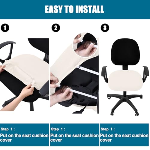 Smiry Ivory Chair Seat Cover for Office Chair - Anti-Dust Stretch Jacquard