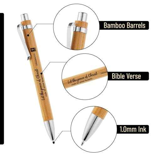 Mr. Pen- Bible Verse Retractable Bamboo Pen, 10 Pack, Black Ink, Christian Pens for Women Men, No Bleed Through, Ballpoint, Inspirational, Bulk