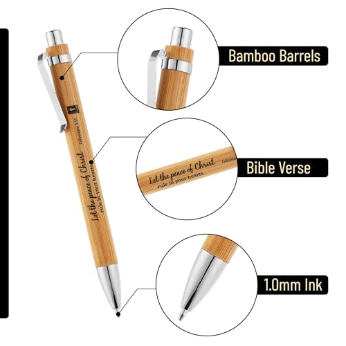 Mr. Pen- Bible Verse Retractable Bamboo Pen, 200 Pack, Black Ink, Christian Pens for Women Men, No Bleed Through, Ballpoint, Inspirational, Bulk