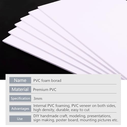 DIYASY White Foam Boards 6-Pack 11.8 x 7.8in Craft Poster Mounting Sheets