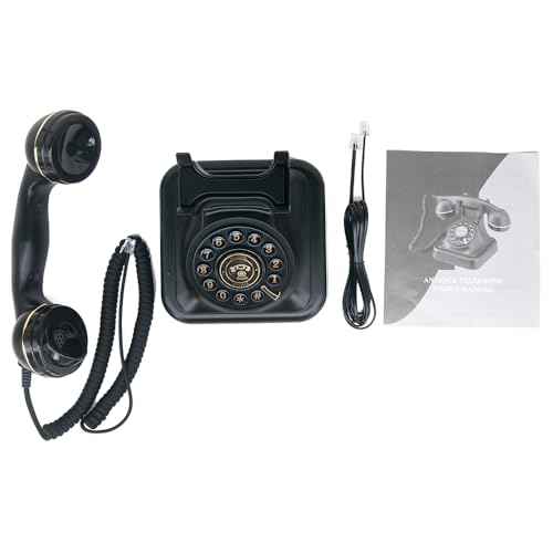 Vintage Phone, a Black Vintage Telephone with Button Dialing, Used for Home and Office Desk.