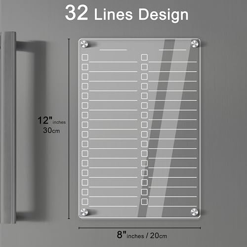 SINGFUM 12x8 Inch Acrylic Magnetic Dry Erase Board for Fridge with Markers – Clear To Do List Whiteboard