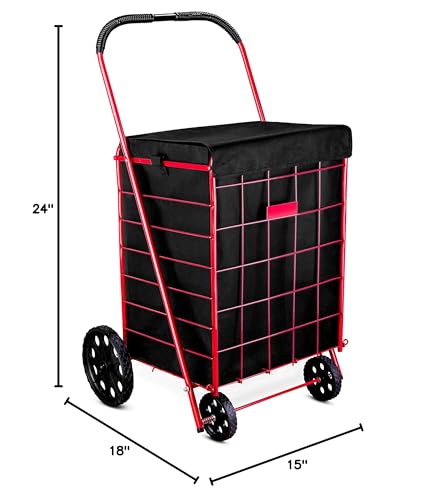 Handy Laundry Shopping Cart Liner 18 x 15 x 24 in, Black – Waterproof, Square Bottom, Adjustable Straps