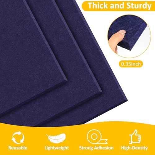 Bulletin Board, 36"¡¿24" Felt Wall Tiles, 6 Pack Cork Boards for Office, Large Black Corkboard for Office Home (with 30 Pcs Push Pins) (Blue)