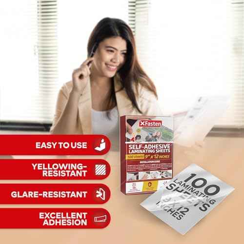 XFasten Self-Adhesive Laminating Sheets, 9 x 12 Inches (100-Pack)