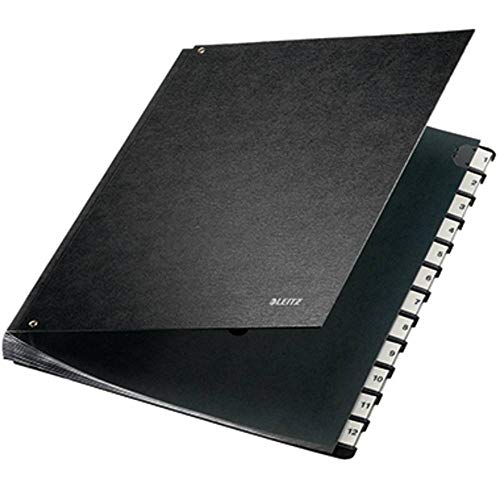 Leitz A4 Pressboard Desk File Organizer with 12 Compartments Black