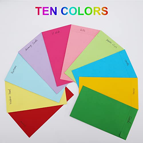 Multicolor 100 Pack Cash Envelopes 6.7x3.5 for Budgeting & Saving, 120 GSM Thick Paper
