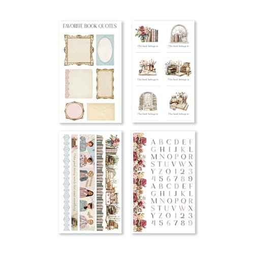 Rongrong Bookworm 5 Sticker Book for Planners, Calendars and Journals ? Premium Quality Hand Drawn Perfect for Book Lovers ? Scrapbook Accessories ? 24 Pages