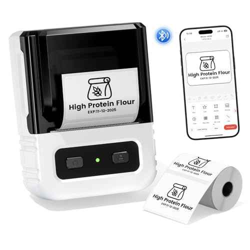 Itari Label Maker Machine with Tapes, M102 Bluetooth Sticker Maker, Portable Barcode Label Printer for Small Business, Address, Logo, Jar Price, Inkless Thermal Printer for Office, Home, White
