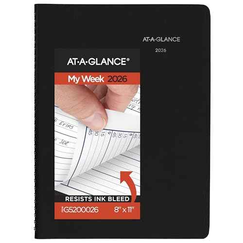 AT-A-GLANCE 2026 Appointment Book Planner, Weekly, 8" x 11", Large, Quarter-Hourly, DayMinder, Black (G5200026)