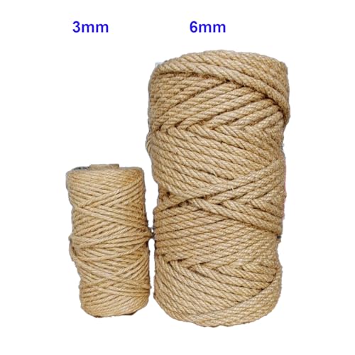 164 ft 1/8 in Jute Twine String, Natural Brown - 4-Ply Craft Rope for DIY, Gift Wrapping, Macrame