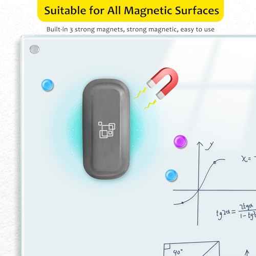 maxtek Dry Erase Eraser, Magnetic White Board Erasers - 2 Pack, Glass Whiteboard Eraser for Office and School Supplies (Gray)
