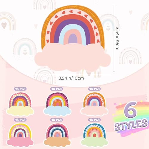 Rainbow Name Tags Classroom Labels Self-Adhesive Kids 108 Pcs
