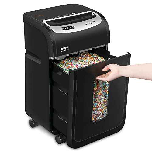 Paper Shredder for Home Office Heavy Duty with 60 Mins Running with US Patented Cutter,Shred CD/Card with Extra Large Bin,AUTO Jam Proof(ETL) (18-Sheet Micro Cut)