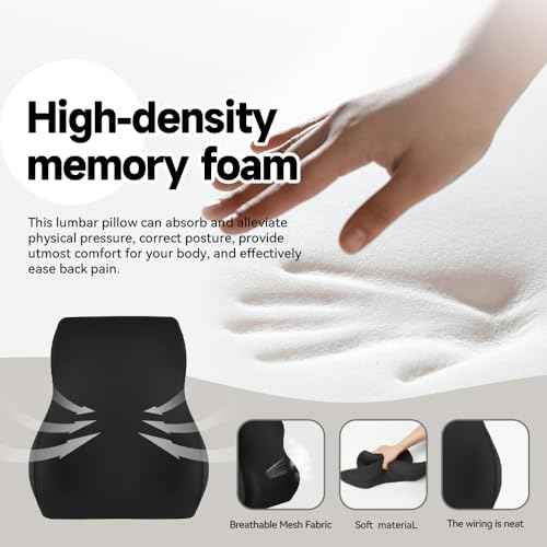 Memory Foam Lumbar Support Pillow for Car Wheelchair Office Home Travel - Waist Back Support Relieves Fatigue