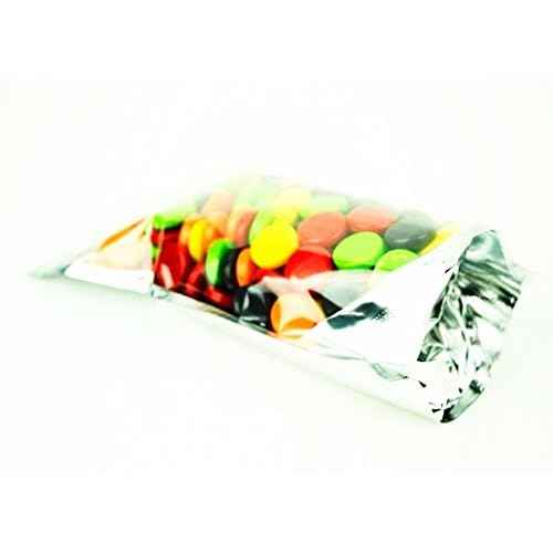 CESS Ziplock Stand Up Pouches Bags, 5x8 inches, Clear Front, Silver Back, 100 Pack