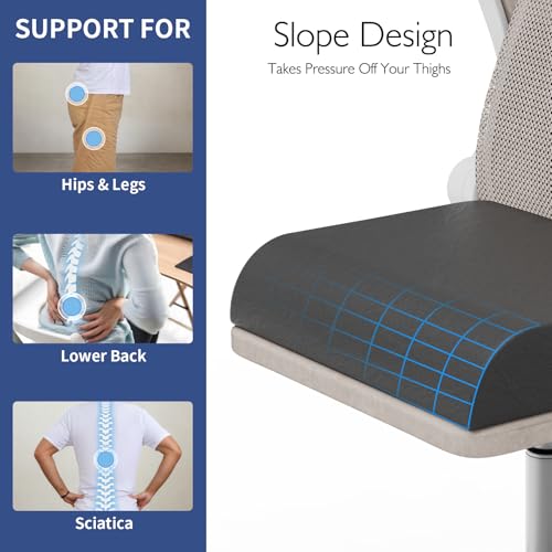 YOUFI Large Seat Cushion, 4 Inch Thick Memory Foam PU Leather Cushion for Sciatica, Hip, Low Back Pain Relief, Supportive Butt Pillow for Office Chair, Wheelchair