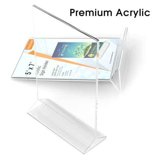 MaxGear Acrylic Sign Holder Table Card Display 5 X 7 inches Clear Sign Display Holder Plastic Table Menu Stand Double Sided Ad Picture Frame for Office, Home, Store, Restaurant, 12 Pack