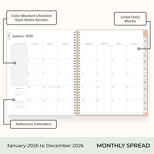 Blue Sky The Everygirl 2026 Weekly and Monthly Planner Calendar, January 2026 - December 2026, 8.5" x 11", Flexible Cover, Durable Twin Wire Binding, Storage Pocket, With Stickers, Bengala Desert Rose