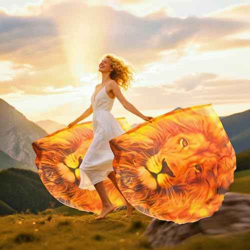 54"x54" Lion Worship Flags for Dance Church, Praise Dance Flag, Fire Flags with Flexible Rods & Storage Bag, Set of 2, Yellow-Orange-Black