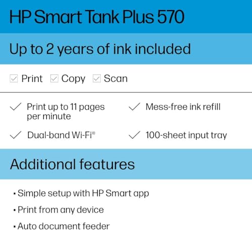 HP Smart Tank Plus 570 All-in-One Tank Printer Black - 2 Years Ink Included