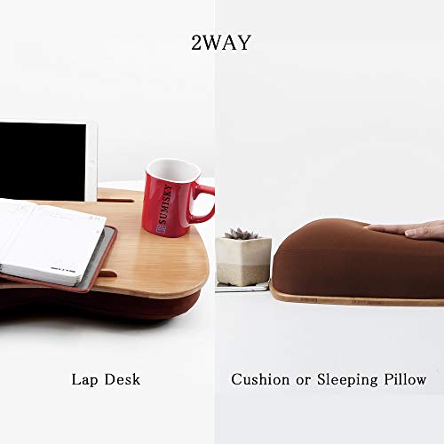 SUMISKY Lap Desk-Portable Laptop Table with Bamboo Platform Phone Holder (M(18.5"x11.8"))