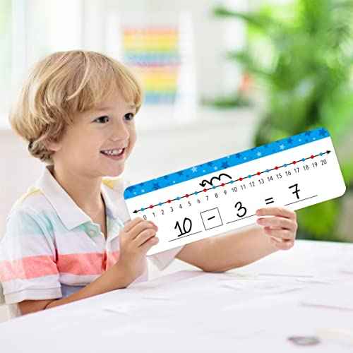 26 Packs Number Line Dry Erase Boards Cards, Double Sided Writable and Erasable Board-0-10 on One Side & 0-20 on Other Side Math White Board for Kids, Students, Classroom and Home (12¡± x 4¡±)