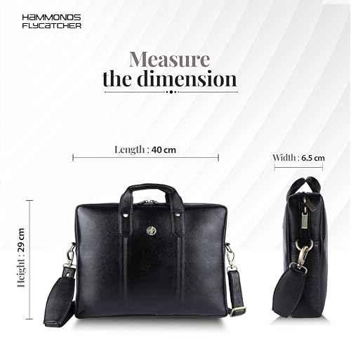 HAMMONDS FLYCATCHER Genuine Leather Office Bag for Men - Laptop Bag for Men - Padded Laptop Compartment, Fits 14 Inch Laptop - Adjustable Strap, 1 Year Warranty - Office, Travel, Daily Use, Super