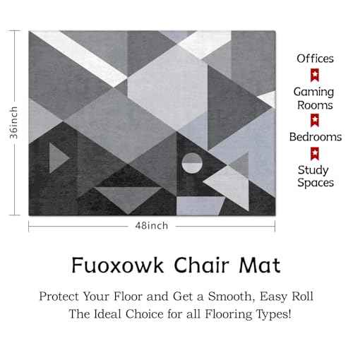 Office Chair Mat for Hardwood & Tile Floor 36"x48",Modern Boho Modern Computer Chair Mat for Rolling Chairs Carpet,Geometric Under Desk Non Slip Gaming Rug, Low-Pile Rubber Backing Large Protector Mat