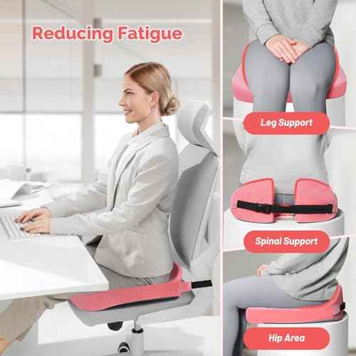 Large Memory Seat Cushion,Car Seat Cushion are Used to Relieve Sciatica, Suitable for Offices, Cars, Wheelchairs, Multi-Purpose (Pink)