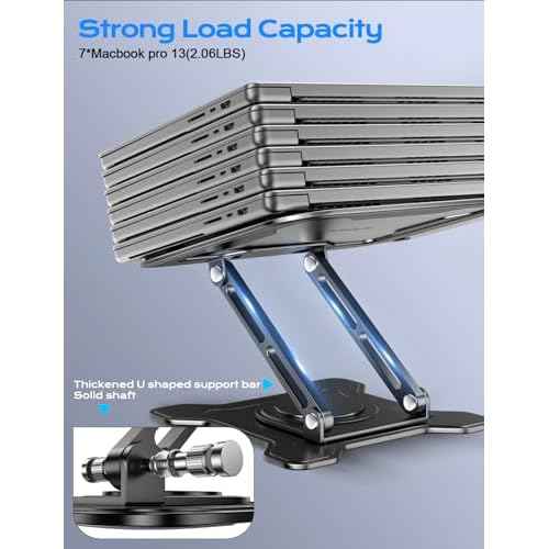 Adjustable Laptop Stand for Desk, 360¡Æ Rotating Base Ergonomic Computer Stand, Laptop Riser Foldable Protable for Office Home Fits Compatible with MacBook Pro/Air Notebook up to 10-16" Black