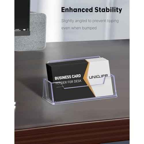 Uniclife 2 Pack Acrylic Business Card Holder for Desk 1 Slot Clear Business Card Display Stand for Men & Women Desktop Business Card Organizer Card Stand for Office Home Exhibition, 60 Card Capacity