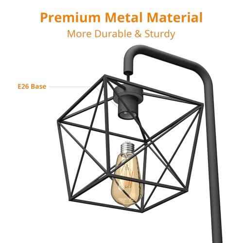 LEPOWER Floor Lamp, Black Floor Lamp with LED Edison Light, 2800K E26 Rustic Standing Lamp, Farmhouse Floor Lamps for Living Room, Bedroom