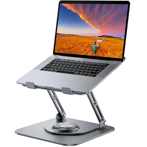 Grey Aluminum Laptop Stand for 10-16 inch Laptops, 360° Rotating & Adjustable
