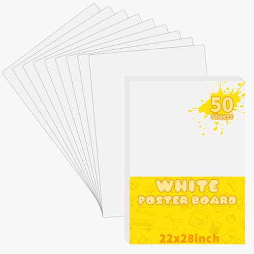 Century Lemon 22 x 28 Inch White Poster Board Pack of 50 - Multipurpose School & Office Supplies
