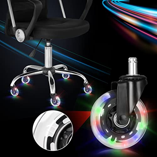 Hivexagon 5-Pack Office Chair Caster Set - Heavy Duty Rubber Wheels for Hardwood/Tile/Carpet - RGB Color
