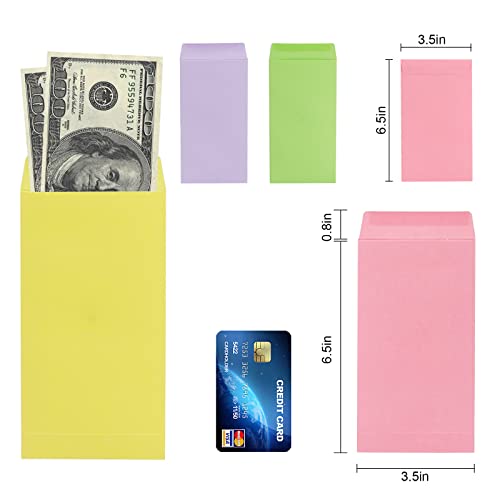 Multicolor 100 Pack Cash Envelopes 6.7x3.5 for Budgeting & Saving, 120 GSM Thick Paper