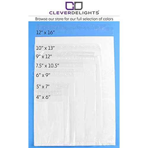 CleverDelights 9" x 12" Clear Front Poly Mailers - 1000 Pack - Strong Self-Sealing Plastic Shipping Envelopes - 9x12 Inch Clear-Front/White-Back Postal Bags